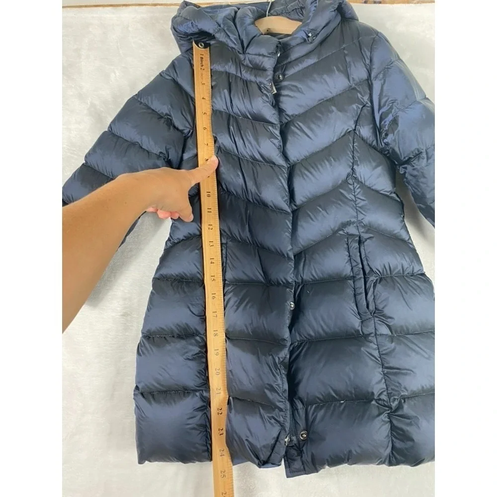 BRUMS Italy Puffer Jacket Girl Sz 7 Blue Hooded White Duck Down Waterproof